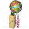 Botella de Lunetas en Caja de Madera con Globo